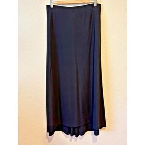 INC Black Stretch Maxi‎ Skirt Size L Gothic Witchy Dark Romantic Classic Pull On